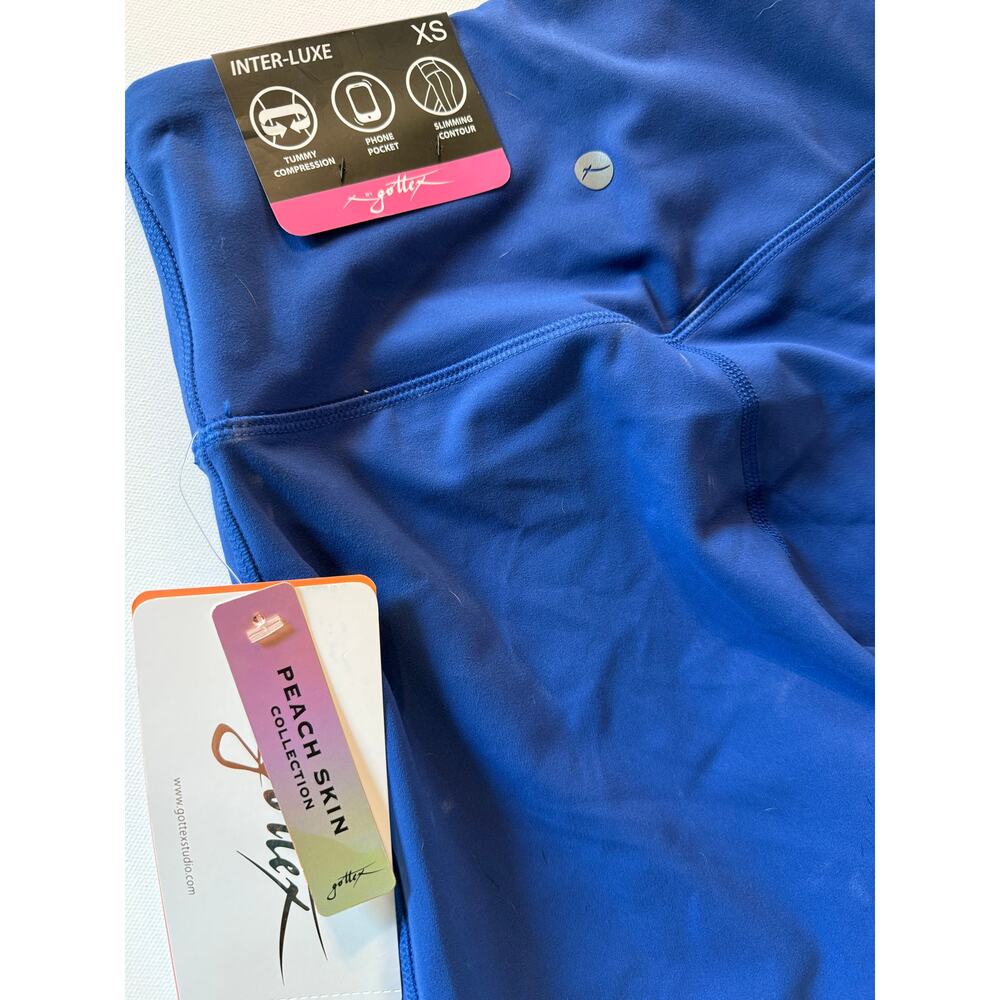 Gottex Interluxe Peach Skin Blue High Waist Workout Leggings XS NWT - Picture 5 of 5